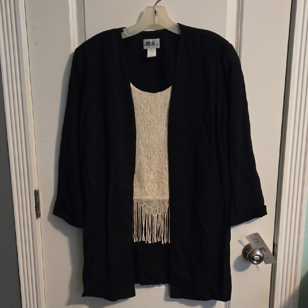 J.B.S. Black BLAZER With Built In Blouse Lightweight Knit